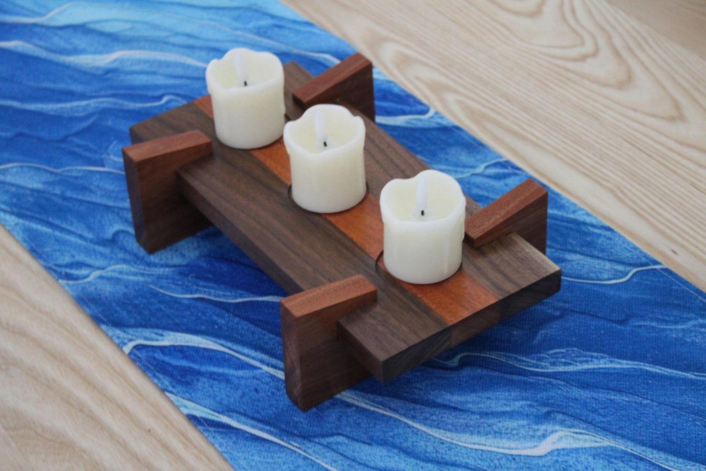 Appalachian Walnut & African Mohagany 3 Votive Candle Holder