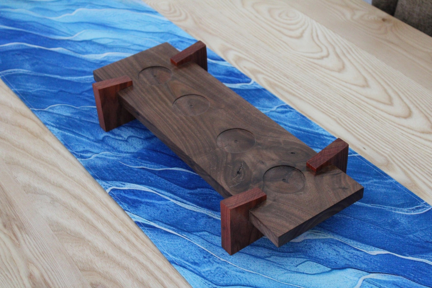 Appalachian Walnut & Red Canary Wood 4 Votive Candle Holder